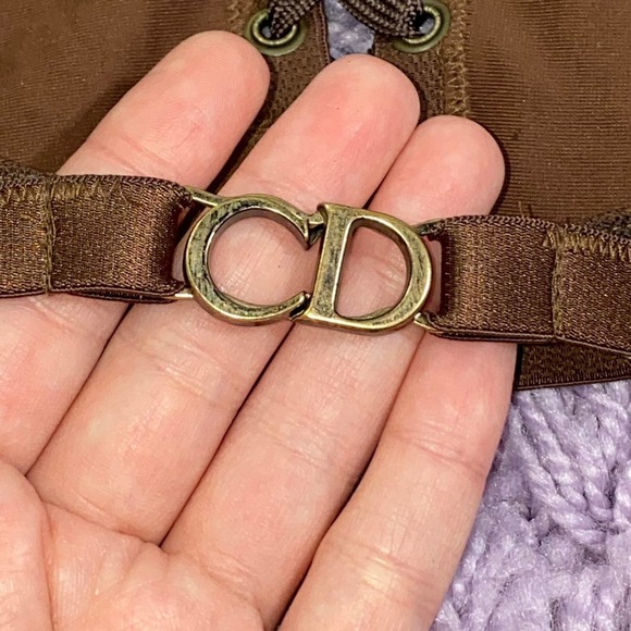 *SOLD* NWT Galliano Christian Dior VTG 2003 Brown Faux Leather Lace Up Bikini - Picture 9 of 12